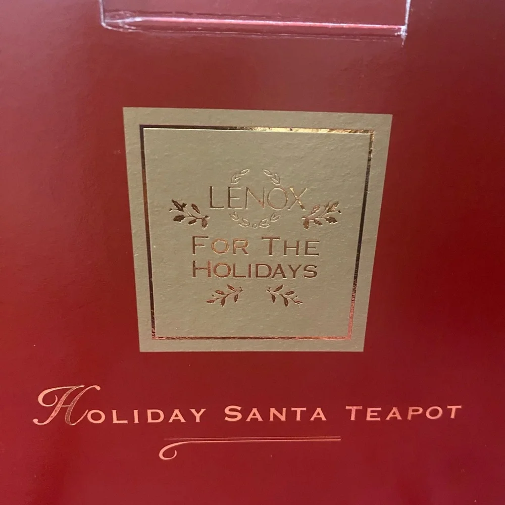 Lenox Holiday Santa Porcelain Gold Trim Whimsical‎ Collector Teapot VINTAGE
